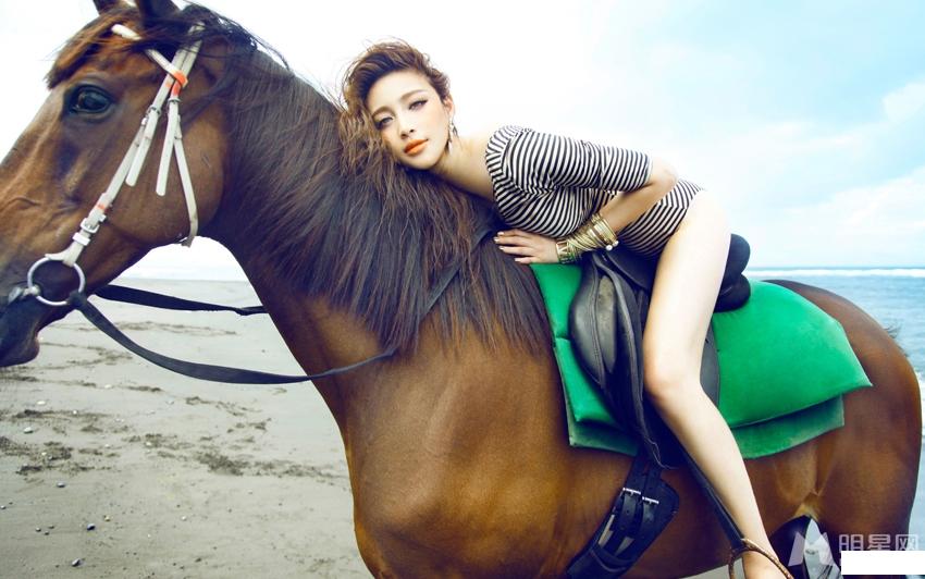 甘婷婷在巴厘島寫真海邊騎馬野性女人味照片圖片1
